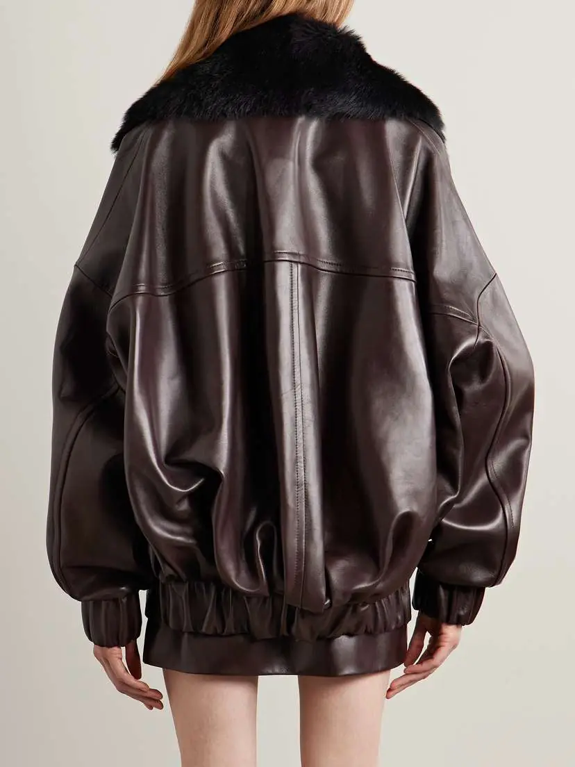 Khaite Daemon Oversized Shearling-trimmed Leather Jacket | Thumbnail 4