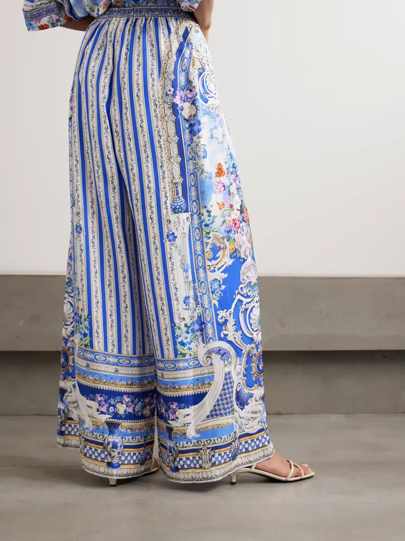 Camilla Crystal-embellished Printed Silk-satin Wide-leg Pants | Thumbnail 4