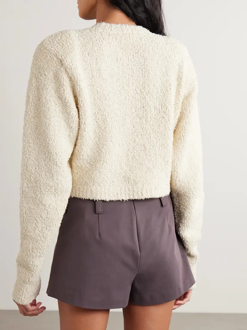 SIR. Tropicana Cropped Cotton-blend Bouclé Cardigan | Thumbnail 3