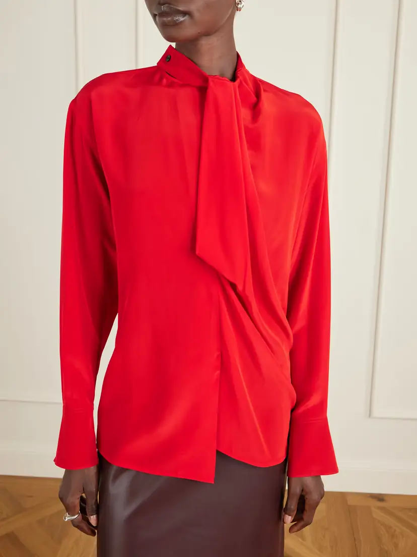 Victoria Beckham Draped Silk Blouse | Thumbnail 3