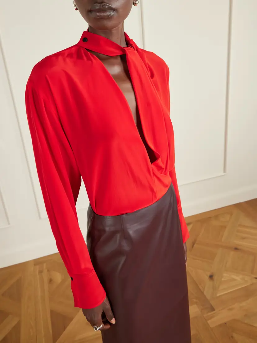 Victoria Beckham Draped Silk Blouse | Thumbnail 6