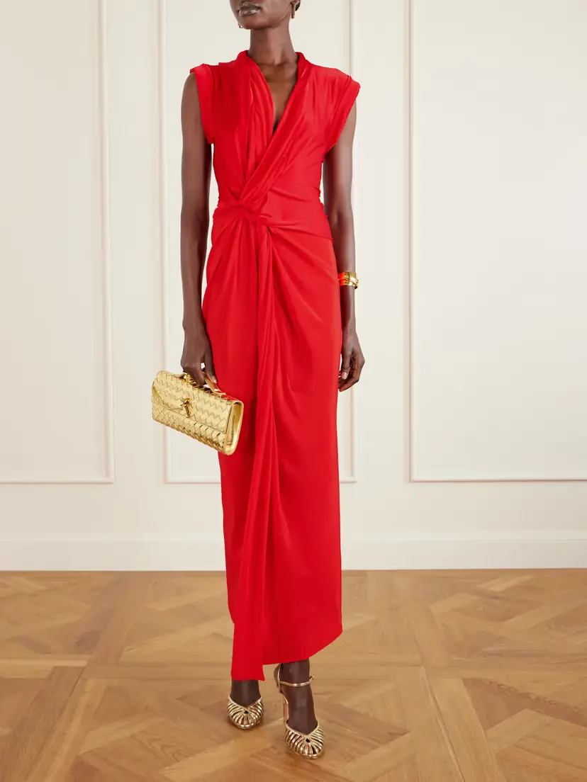 Victoria Beckham Asymmetric Twisted Satin Maxi Dress | Thumbnail 2