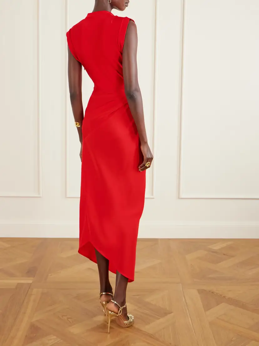 Victoria Beckham Asymmetric Twisted Satin Maxi Dress | Thumbnail 4