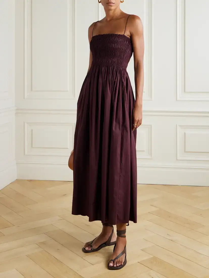 Matteau Shirred Organic Cotton Midi Dress | Thumbnail 2 Matteau Shirred Organic Cotton Midi Dress | Thumbnail 2