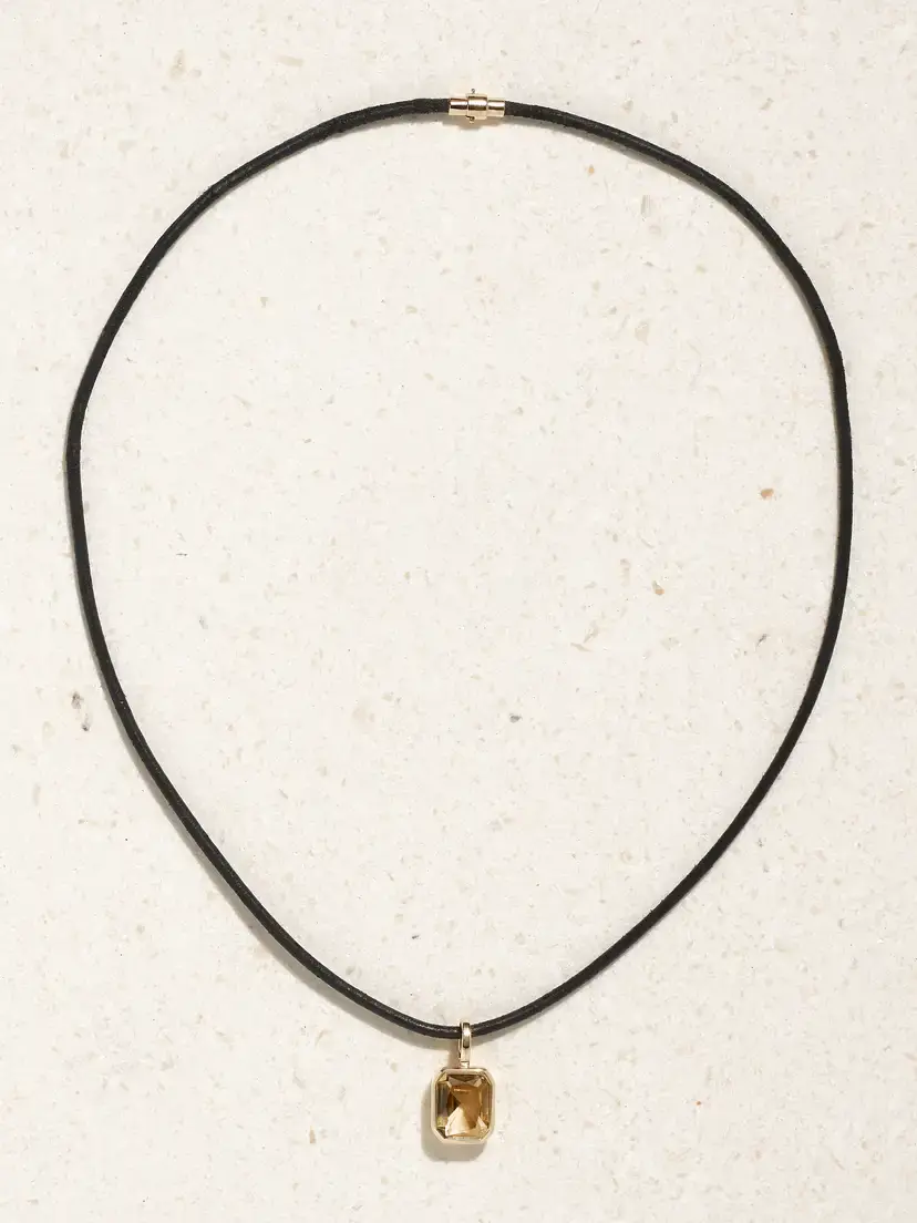 By Pariah Orbit Prism 14-karat Recycled Gold, Leather And Quartz Necklace | Thumbnail 4 By Pariah Orbit Prism 14-karat Recycled Gold, Leather And Quartz Necklace | Thumbnail 4