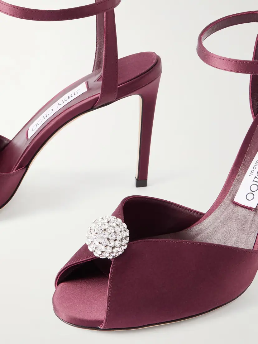 Jimmy Choo Sacora 85 Crystal-embellished Satin Sandals | Thumbnail 5
