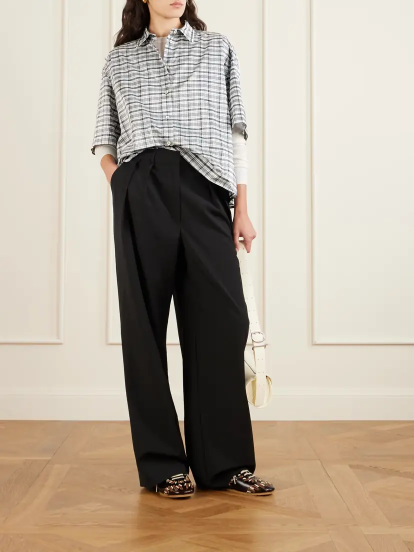 Jil Sander Cropped Checked Silk-blend Shirt | Thumbnail 2