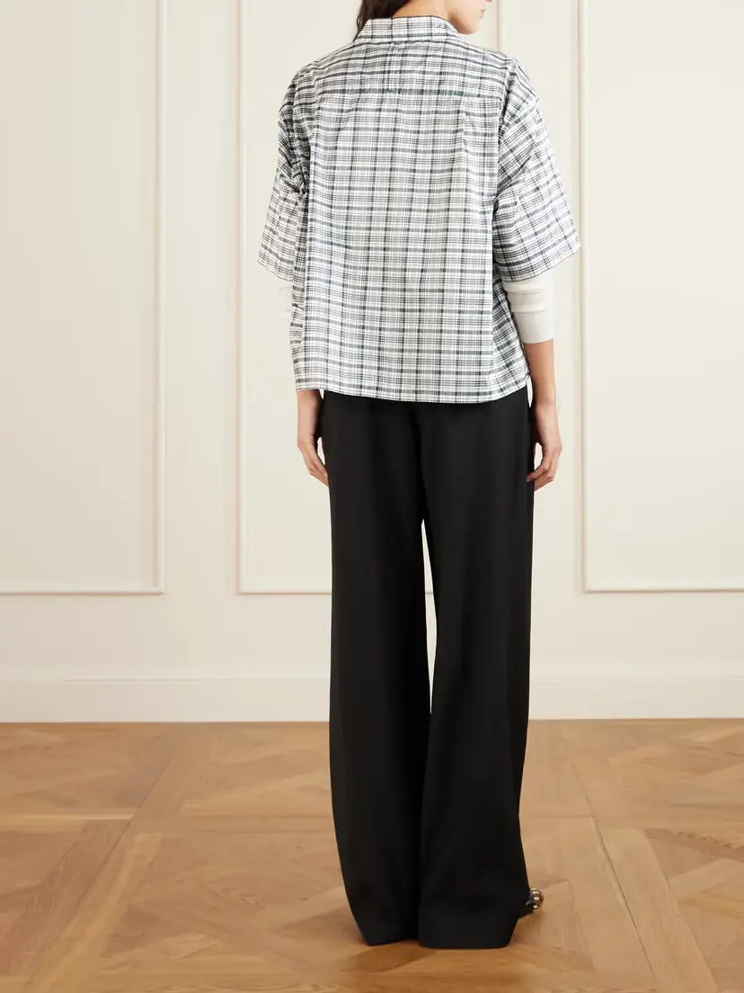 Jil Sander Cropped Checked Silk-blend Shirt | Thumbnail 4