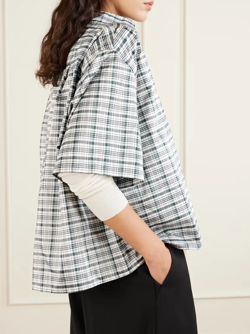 Jil Sander Cropped Checked Silk-blend Shirt | Thumbnail 5