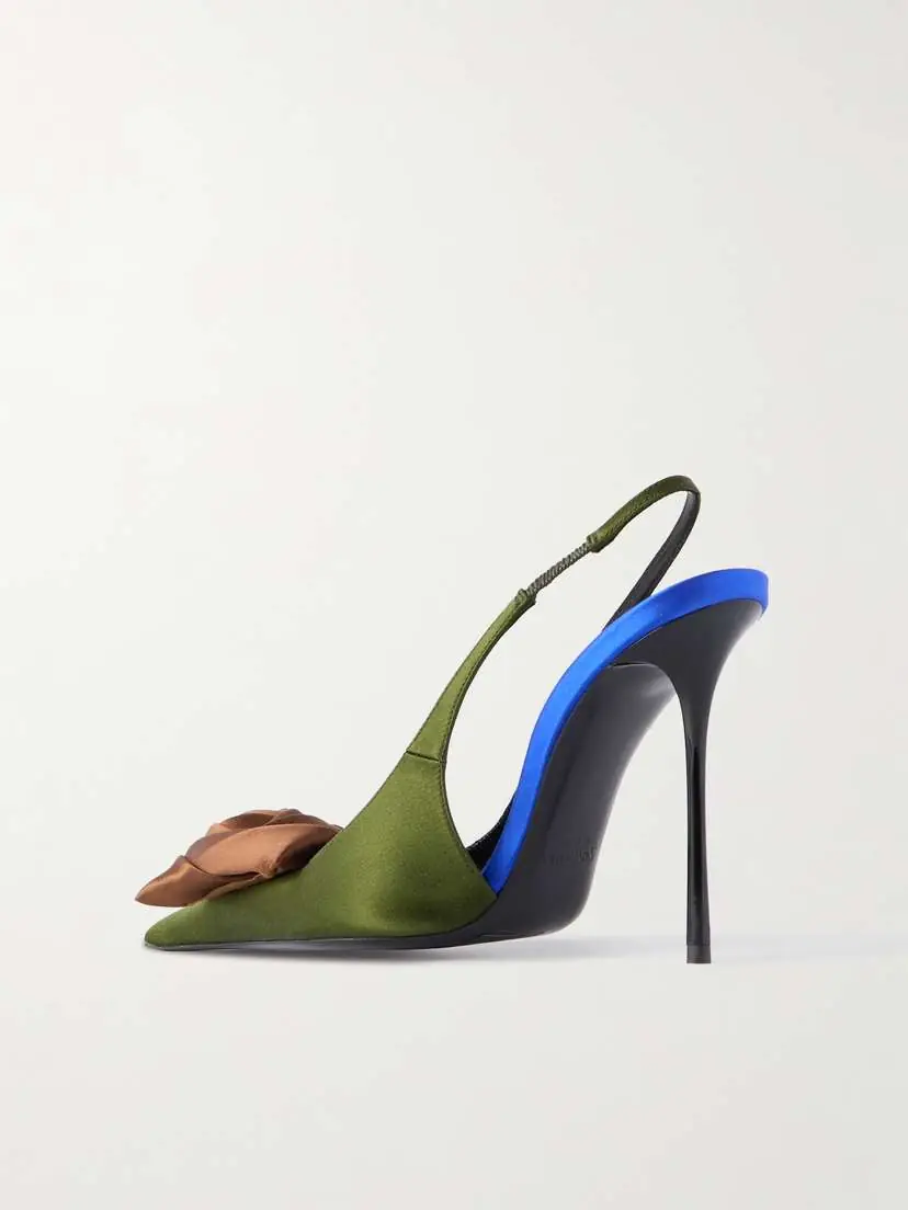 Saint Laurent Amalia Appliquéd Satin Slingback Sandals | Thumbnail 3