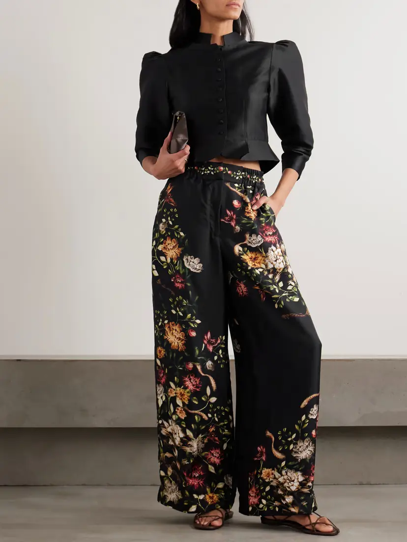 Agua by Agua Bendita Tota Paramo Floral-print Silk-twill Wide-leg Pants | Thumbnail 2