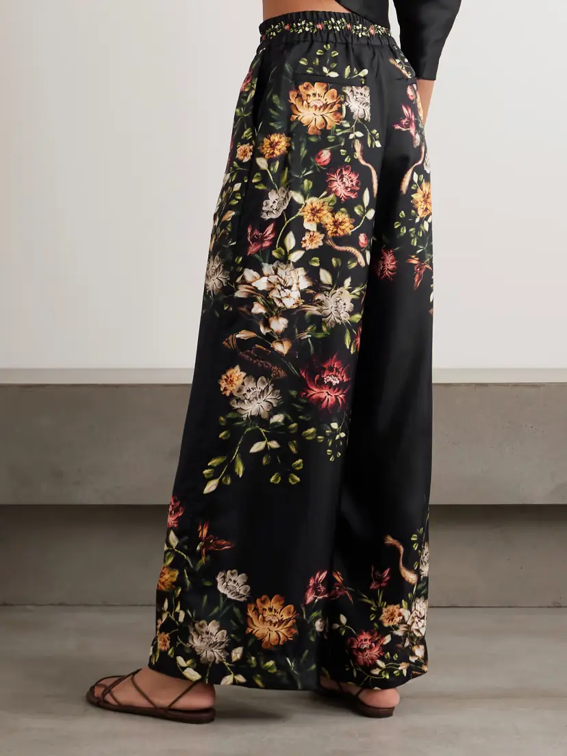 Agua by Agua Bendita Tota Paramo Floral-print Silk-twill Wide-leg Pants | Thumbnail 3