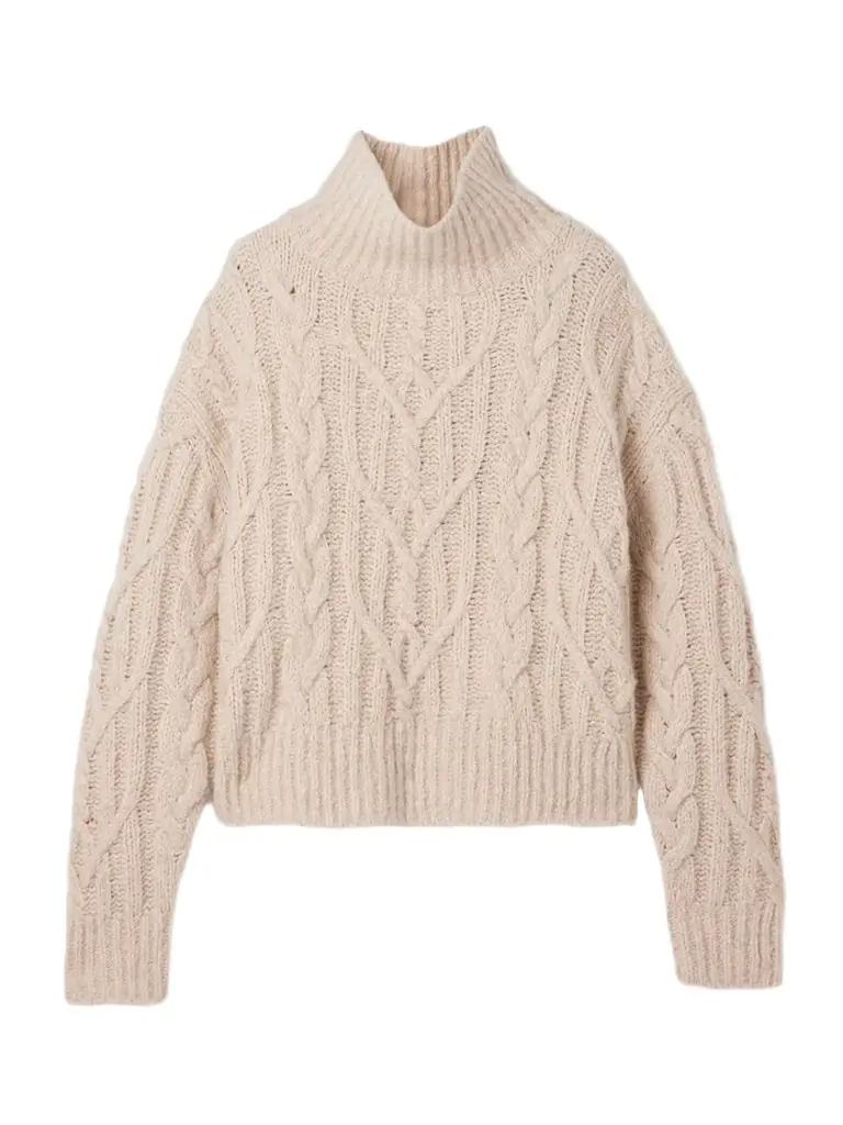 Nili Lotan Fairiny Cable-knit Brushed Cashmere And Silk-blend Turtleneck Sweater | Image 1 Nili Lotan Fairiny Cable-knit Brushed Cashmere And Silk-blend Turtleneck Sweater | Image 1