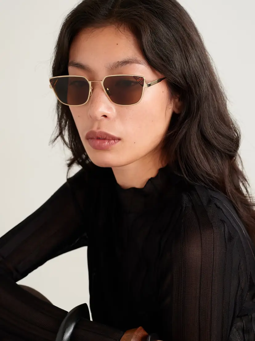 FENDI EYEWEAR Signature D-frame Gold-tone And Tortoiseshell Acetate Sunglasses | Thumbnail 2