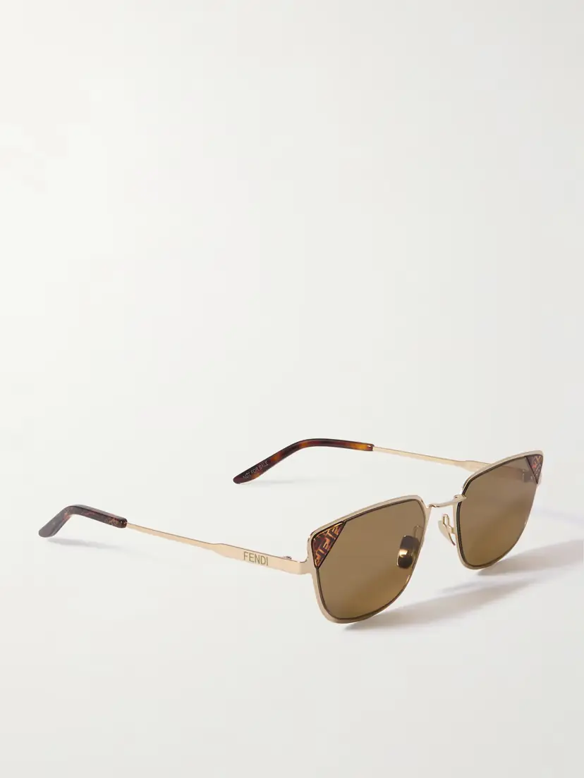 FENDI EYEWEAR Signature D-frame Gold-tone And Tortoiseshell Acetate Sunglasses | Thumbnail 3