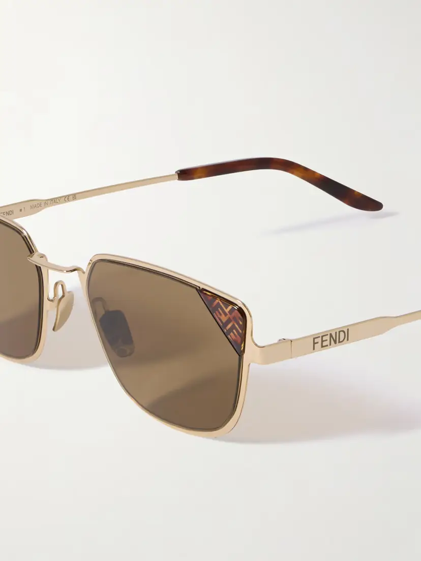 FENDI EYEWEAR Signature D-frame Gold-tone And Tortoiseshell Acetate Sunglasses | Thumbnail 4