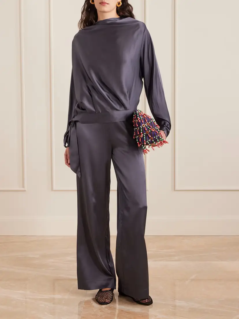 Staud Stroll Silk-blend Satin Wide-leg Pants | Thumbnail 2 Staud Stroll Silk-blend Satin Wide-leg Pants | Thumbnail 2