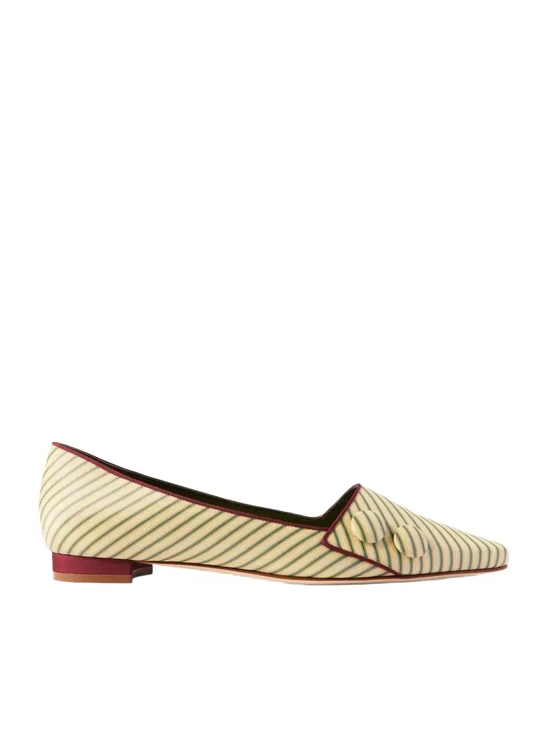 Fontenai Grosgrain-trimmed Striped Satin Flats