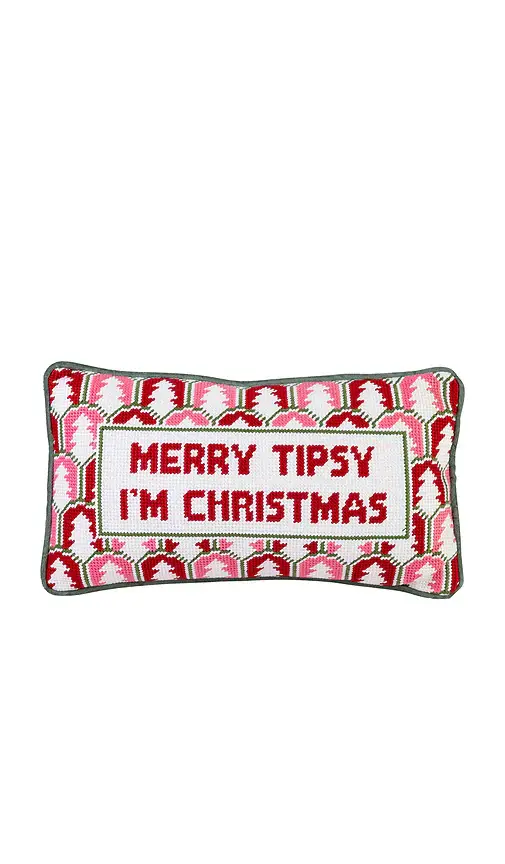 Furbish Studio Merry Tipsy Needlepoint Pillow