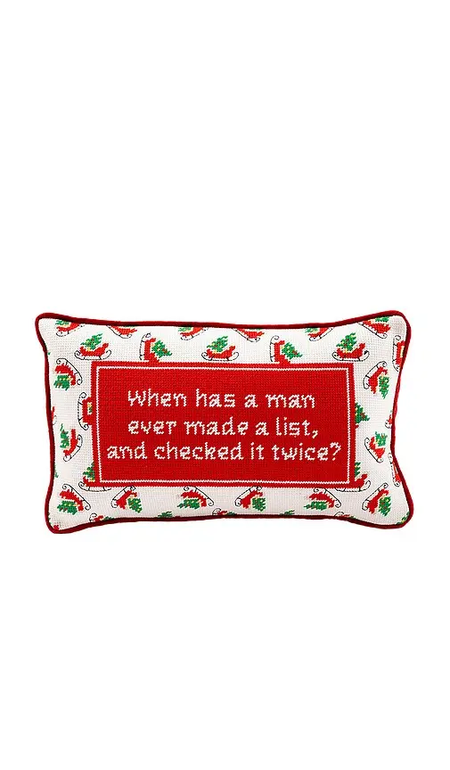 Furbish Studio Check It Twice Needlepoint Pillow