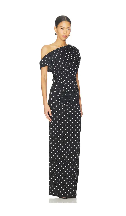 self-portrait Polka Dot Draped Knit Midi Dress | Thumbnail 2 self-portrait Polka Dot Draped Knit Midi Dress | Thumbnail 2