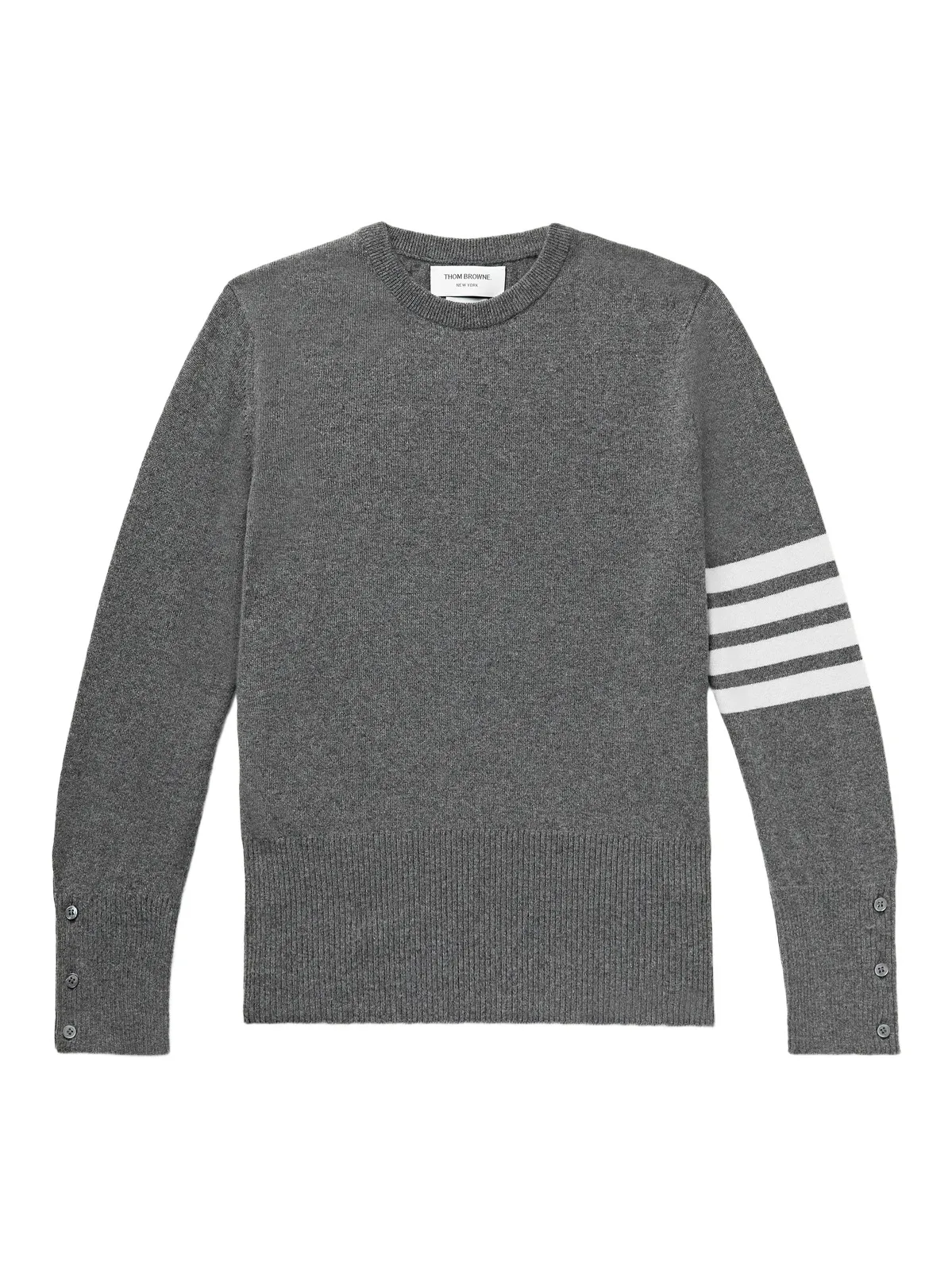 Slim-Fit Striped Grosgrain-Trimmed Cashmere Sweater - Men Slim-Fit Striped Grosgrain-Trimmed Cashmere Sweater - Men