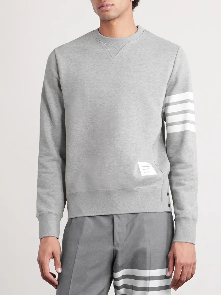 Thom Browne Slim-Fit Striped Loopback Cotton-Jersey Sweatshirt - Men | Thumbnail 3 Thom Browne Slim-Fit Striped Loopback Cotton-Jersey Sweatshirt - Men | Thumbnail 3