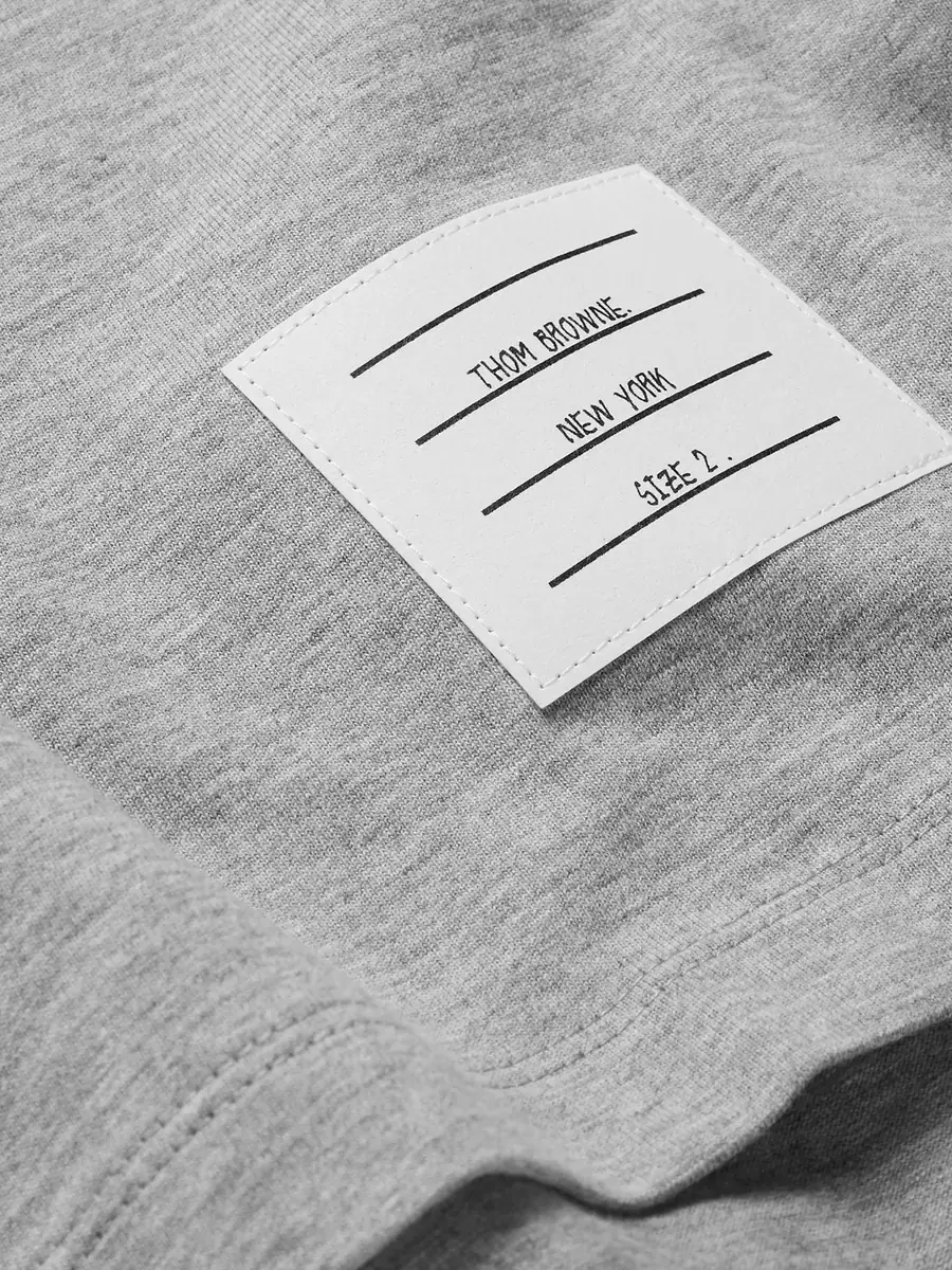 Thom Browne Grosgrain-Trimmed Mélange Cotton-Jersey T-Shirt - Men | Thumbnail 6 Thom Browne Grosgrain-Trimmed Mélange Cotton-Jersey T-Shirt - Men | Thumbnail 6