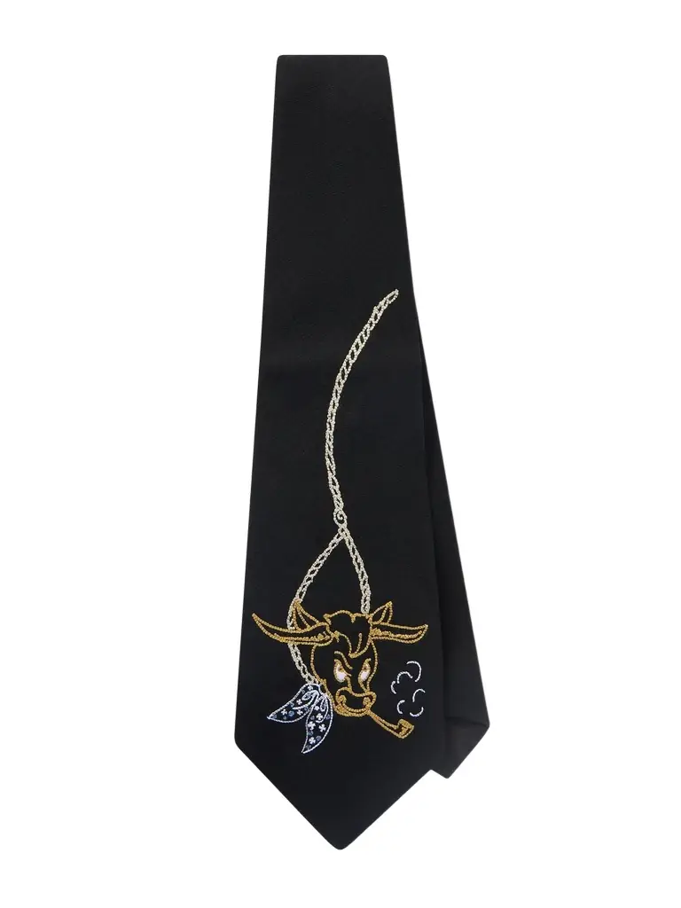 Enfants Riches Déprimés Bull 12cm Embroidered Virgin Wool-Twill Tie - Men | Image 1 Enfants Riches Déprimés Bull 12cm Embroidered Virgin Wool-Twill Tie - Men | Image 1