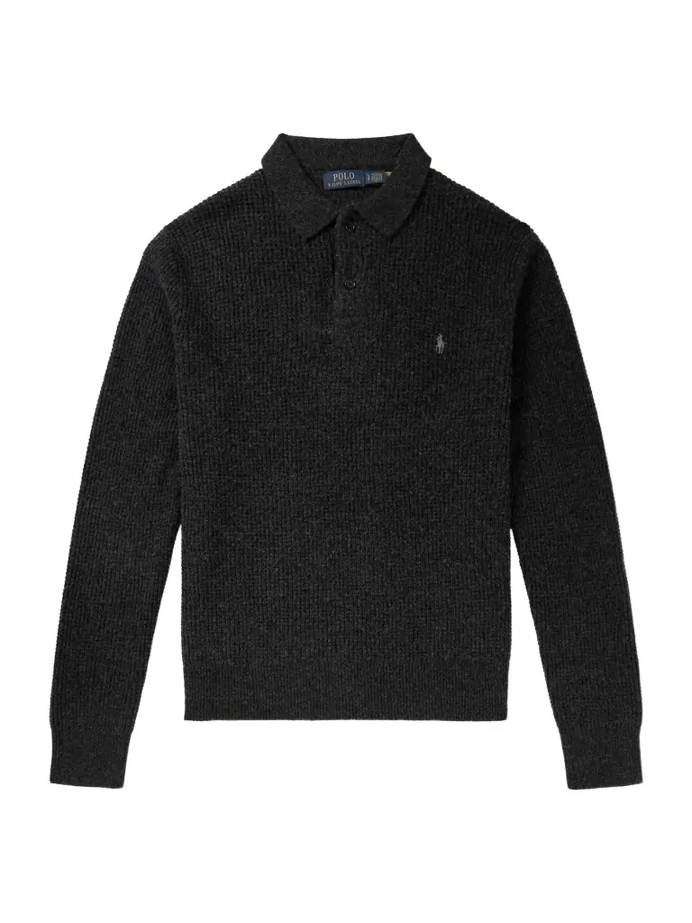Polo Ralph Lauren Logo-Embroidered Waffle-Knit Wool and Cotton-Blend Polo Shirt - Men | Image 1 Polo Ralph Lauren Logo-Embroidered Waffle-Knit Wool and Cotton-Blend Polo Shirt - Men | Image 1