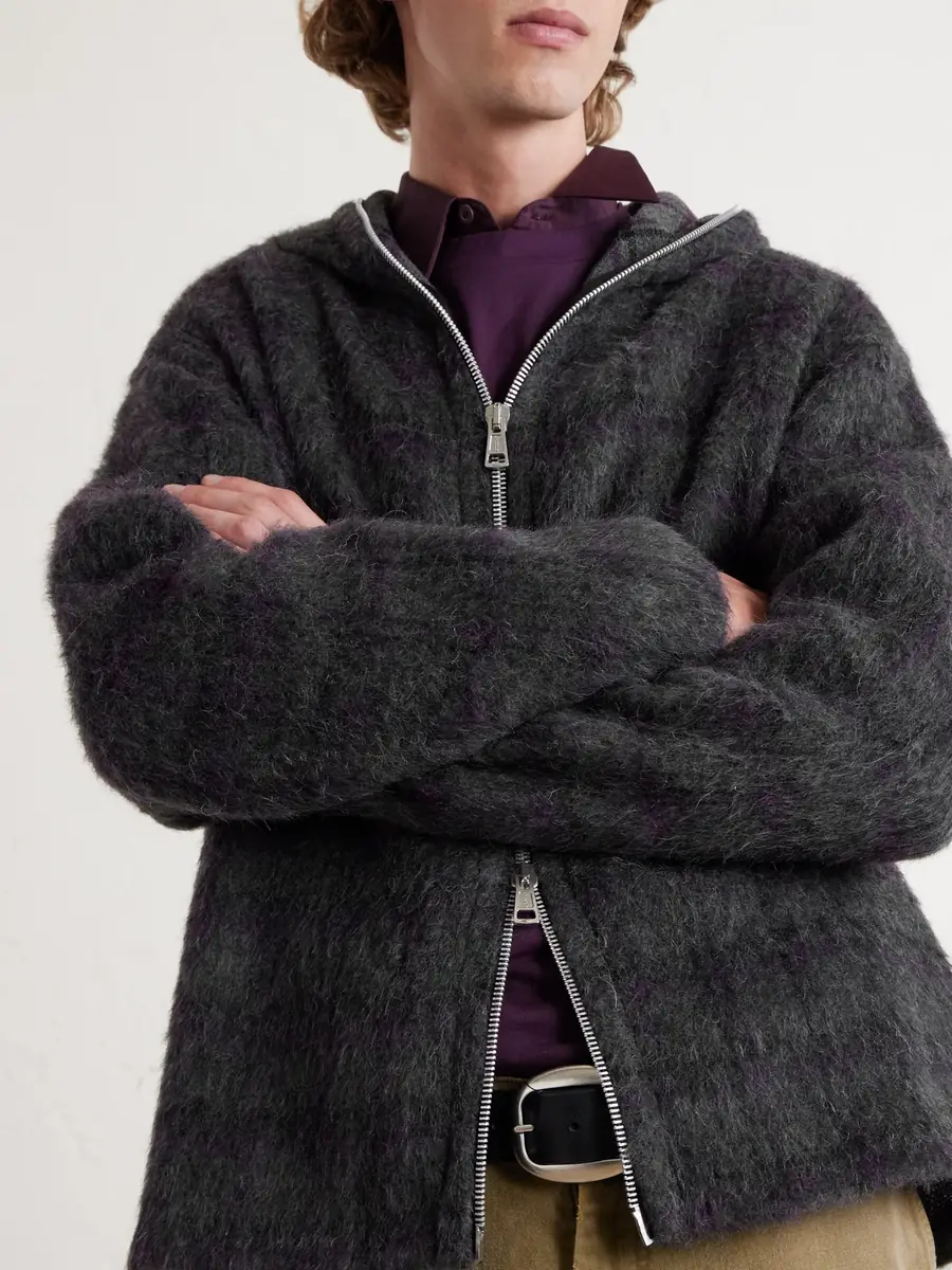 Our Legacy Checked Brushed Wool-Blend Zip-Up Hoodie - Men | Thumbnail 5 Our Legacy Checked Brushed Wool-Blend Zip-Up Hoodie - Men | Thumbnail 5
