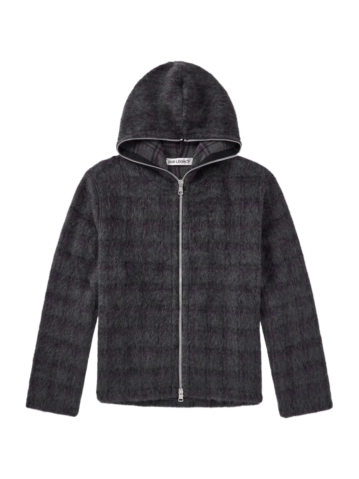 Checked Brushed Wool-Blend Zip-Up Hoodie - Men Checked Brushed Wool-Blend Zip-Up Hoodie - Men