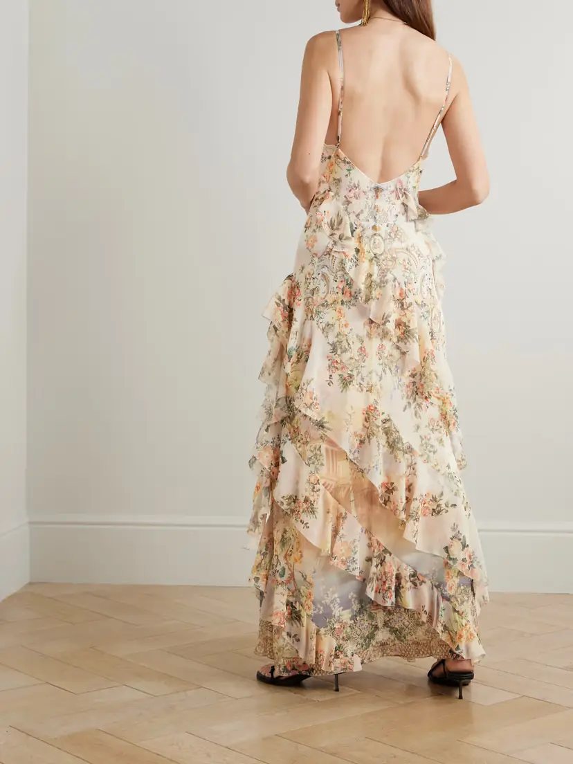 Camilla Lace-trimmed Ruffled Floral-print Silk-chiffon Maxi Dress | Thumbnail 3 Camilla Lace-trimmed Ruffled Floral-print Silk-chiffon Maxi Dress | Thumbnail 3