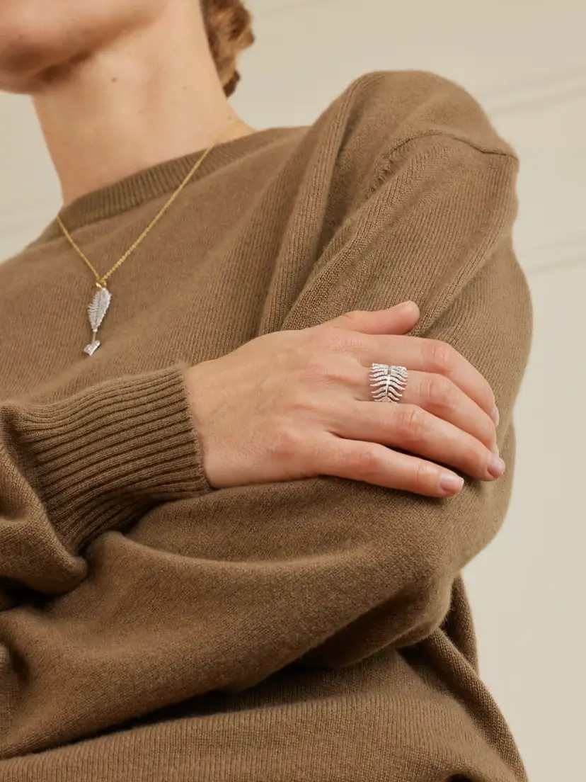 Mizuki Feather 18-karat White Gold Diamond Ring | Thumbnail 5