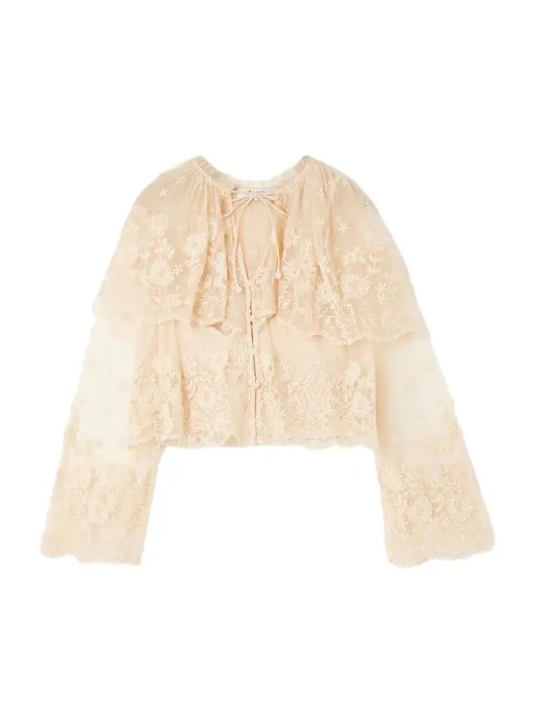Sea Brontë Embroidered Tiered Mesh Top | Image 1 Sea Brontë Embroidered Tiered Mesh Top | Image 1