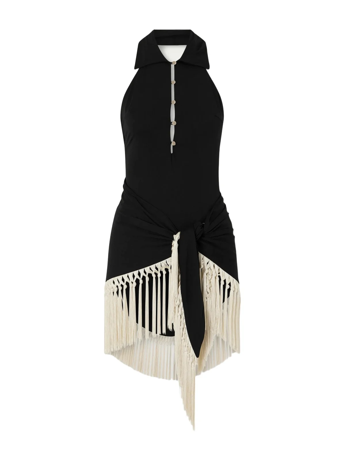 Tropicana Halterneck Swimsuit And Fringed Pareo Set Tropicana Halterneck Swimsuit And Fringed Pareo Set