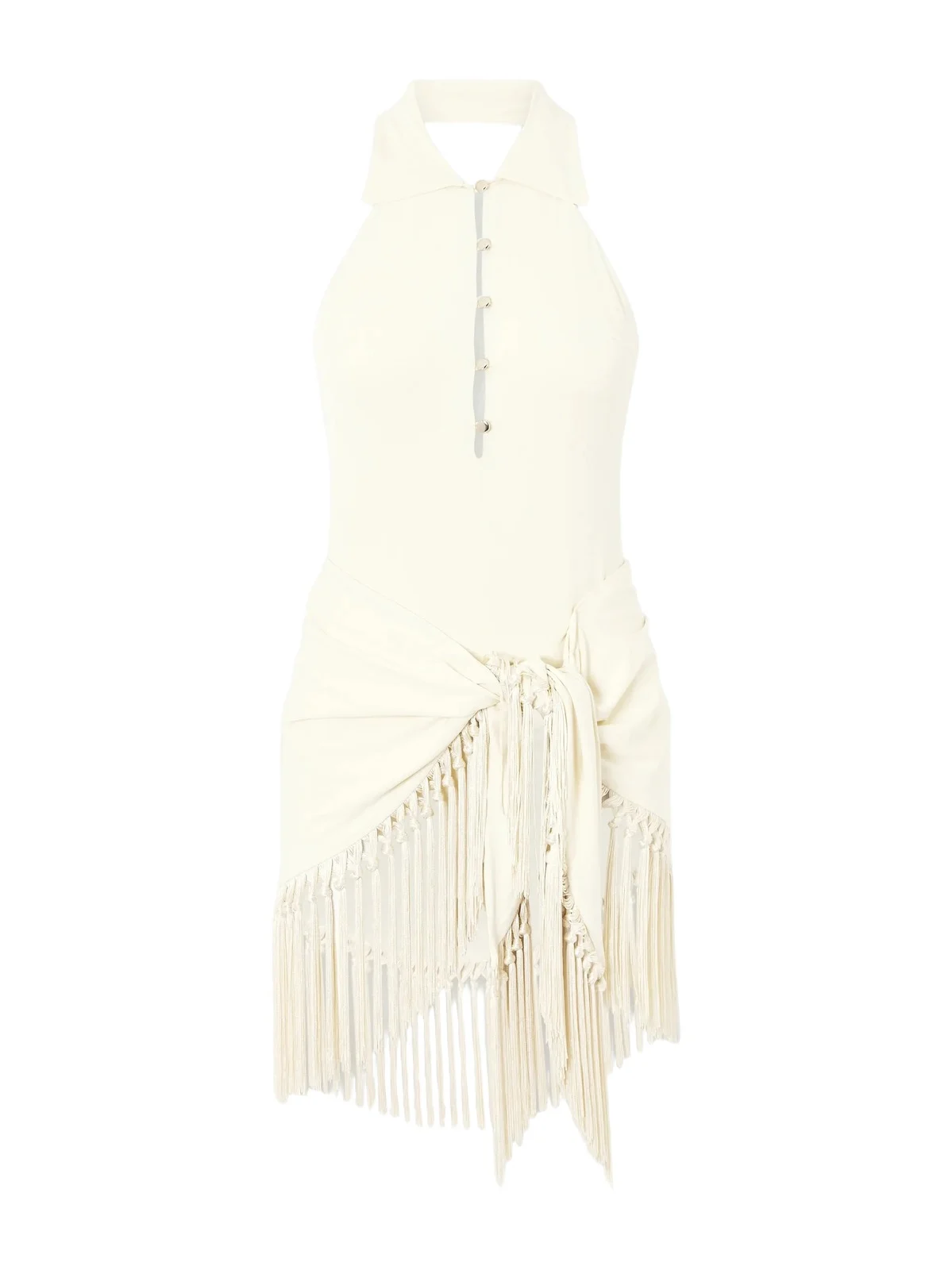 Tropicana Halterneck Swimsuit And Fringed Pareo Set