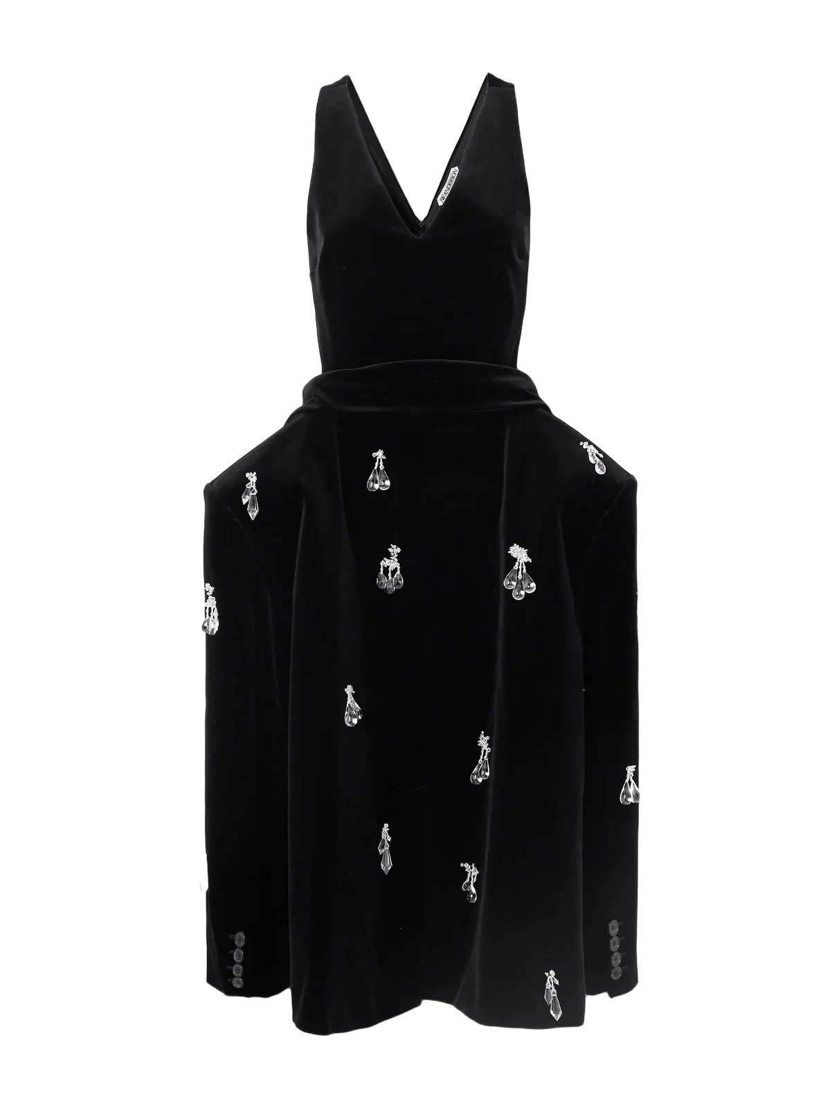 Embellished Padded Cotton-velvet Midi Dress