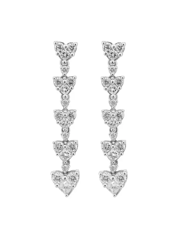1.69ct Diamond 18K Gold Heart Gratuated Earrings 1.69ct Diamond 18K Gold Heart Gratuated Earrings