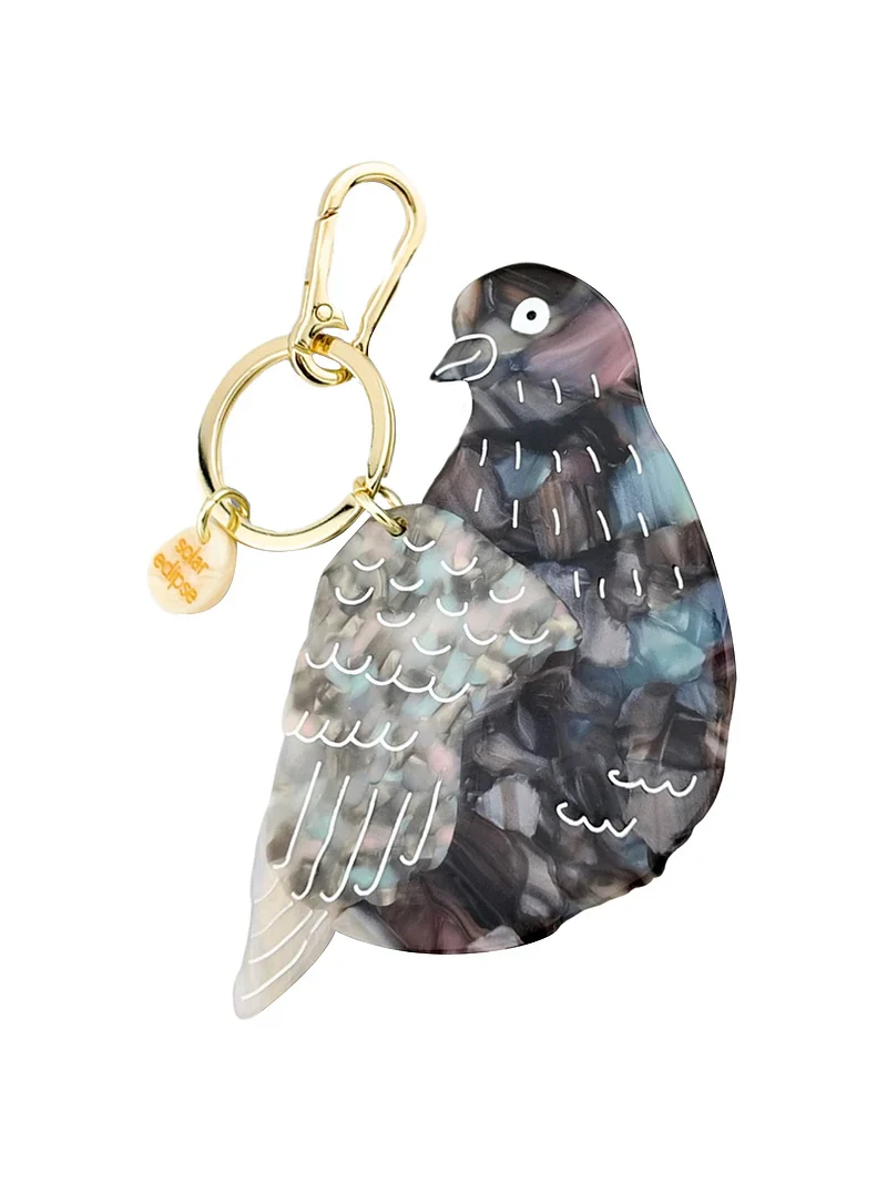 Solar Eclipse Hand-Painted Pigeon Bag Charm + Keychain