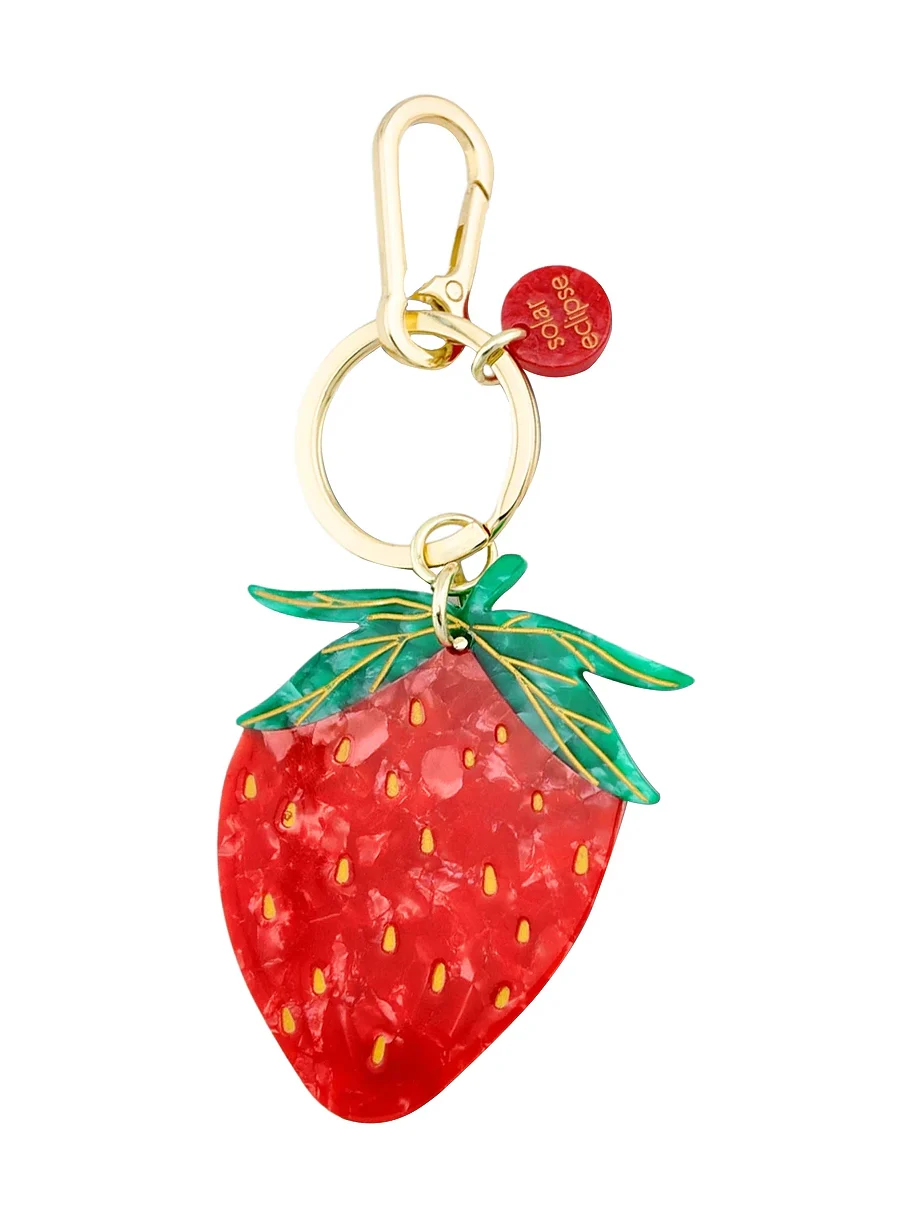 Solar Eclipse Hand-painted Strawberry Bag Charm + Keychain