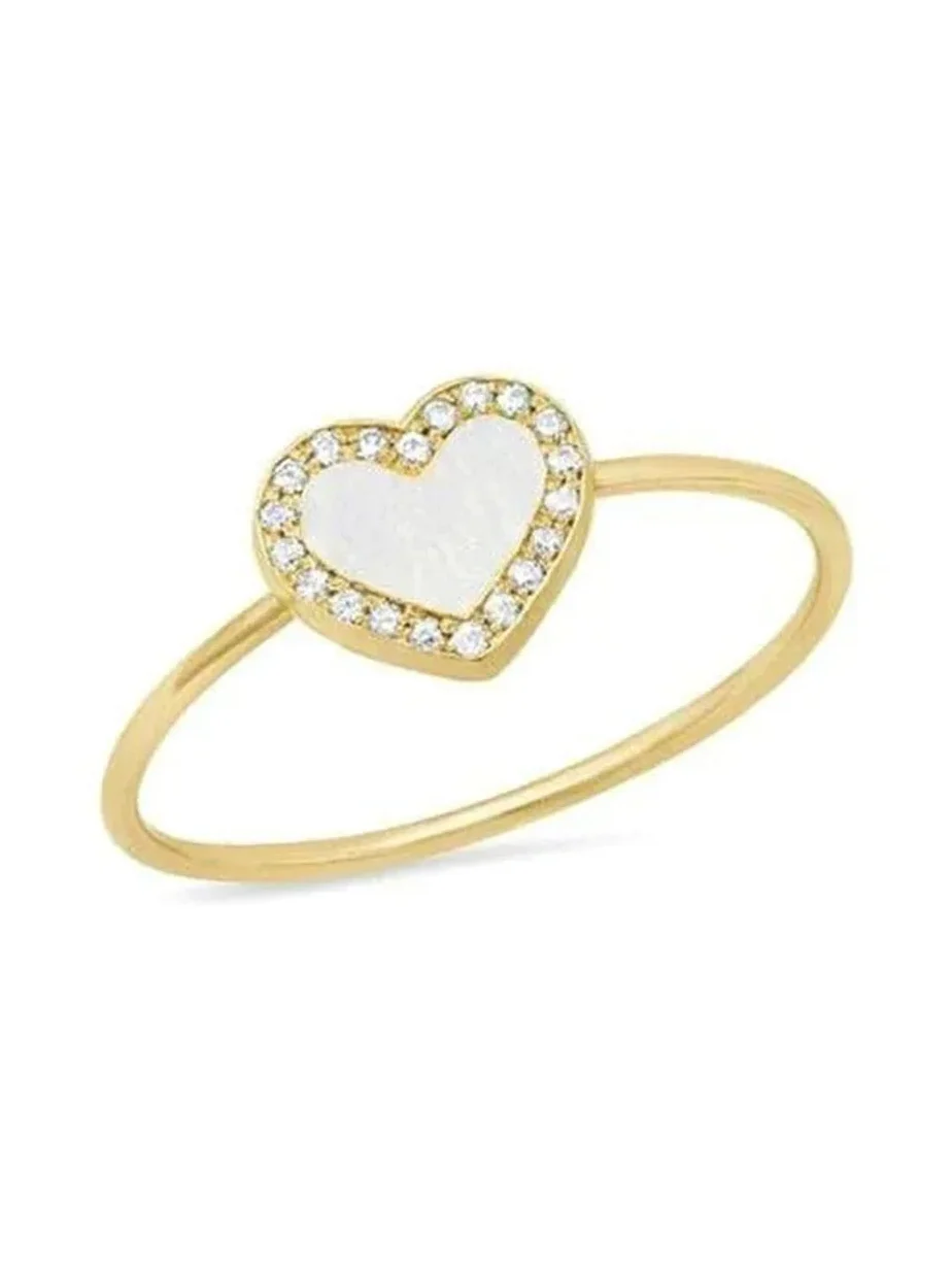 Jennifer Meyer Extra Small Mother of Pearl Inlay Heart Ring
