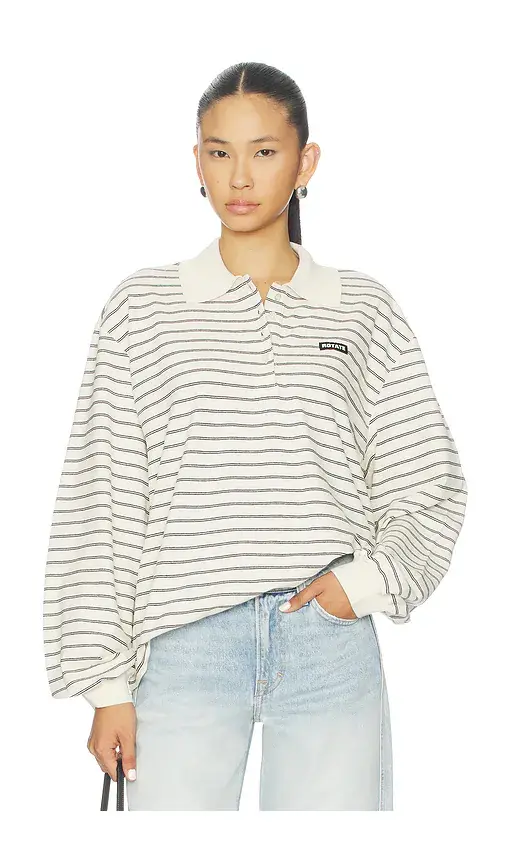 ROTATE Pique Long Sleeve Polo | Image 1 ROTATE Pique Long Sleeve Polo | Image 1