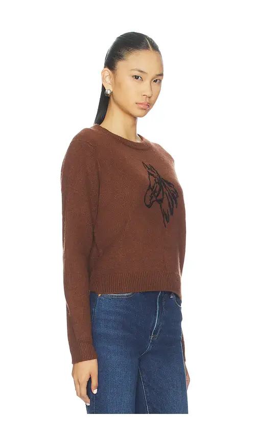 White + Warren Cashmere Blend Horse Embroidered Crew Sweater | Thumbnail 2