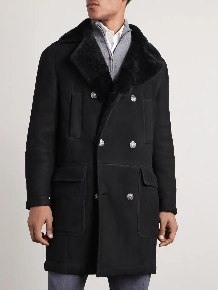 Brunello Cucinelli Double-Breasted Shearling Coat - Men | Thumbnail 3 Brunello Cucinelli Double-Breasted Shearling Coat - Men | Thumbnail 3