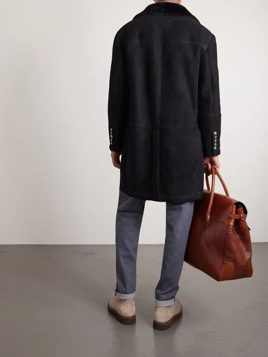 Brunello Cucinelli Double-Breasted Shearling Coat - Men | Thumbnail 4 Brunello Cucinelli Double-Breasted Shearling Coat - Men | Thumbnail 4