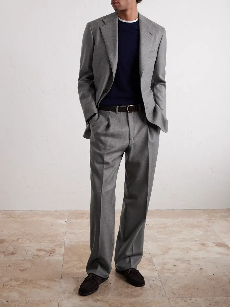 Saman Amel Wide-Leg Pleated Wool-Flannel Suit Trousers - Men | Thumbnail 2