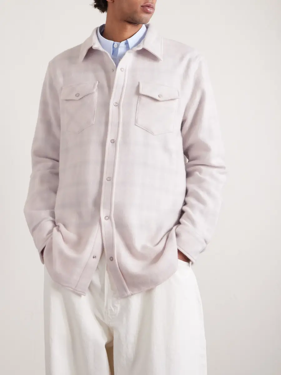 God’s True Cashmere Clarity Ombre Checked Cashmere Shirt - Men | Thumbnail 3 God’s True Cashmere Clarity Ombre Checked Cashmere Shirt - Men | Thumbnail 3