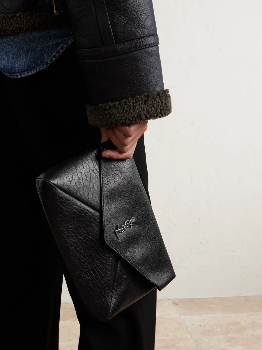 Saint Laurent Logo-Embellished Full-Grain Leather Pouch - Men | Thumbnail 6 Saint Laurent Logo-Embellished Full-Grain Leather Pouch - Men | Thumbnail 6