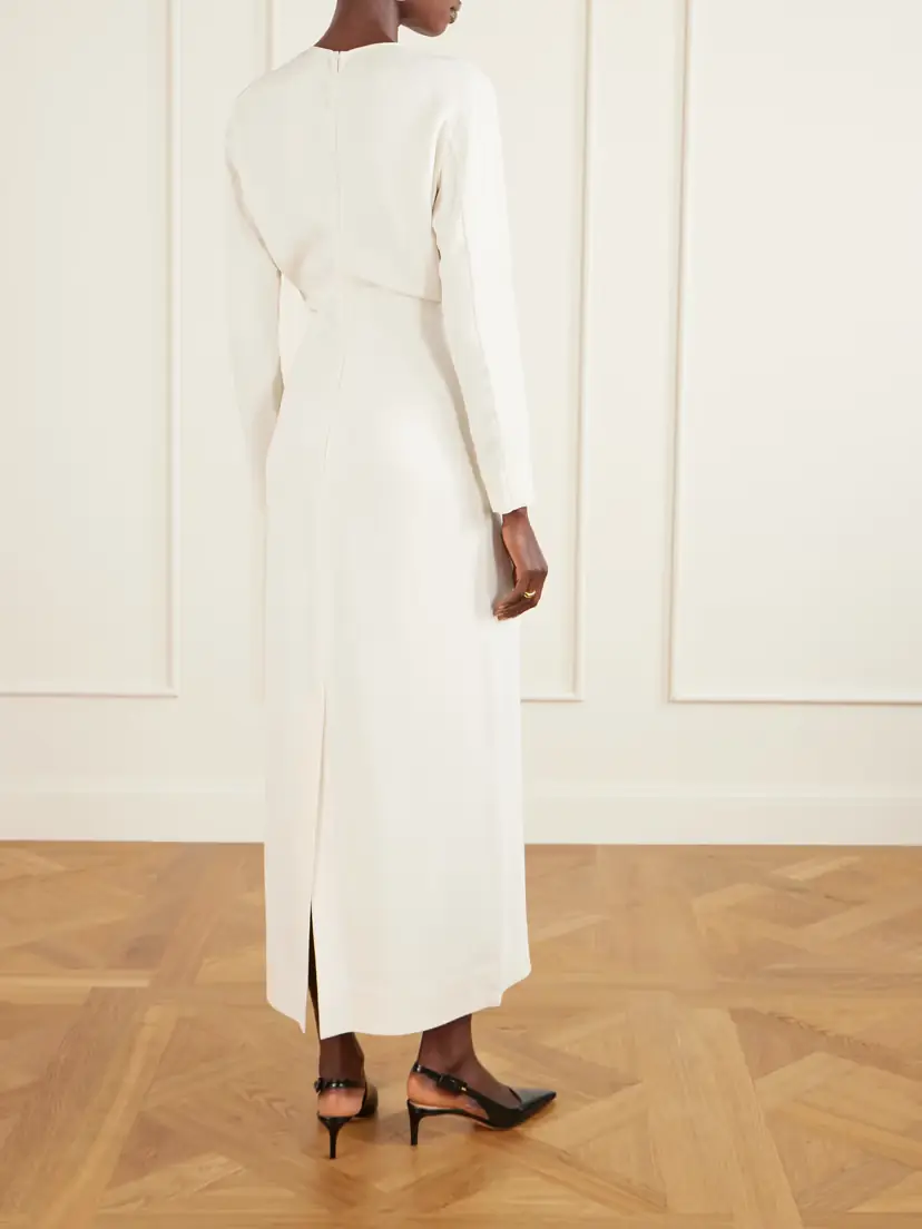 TOTEME Garderob Gathered Crepe Maxi Dress | Thumbnail 4 TOTEME Garderob Gathered Crepe Maxi Dress | Thumbnail 4